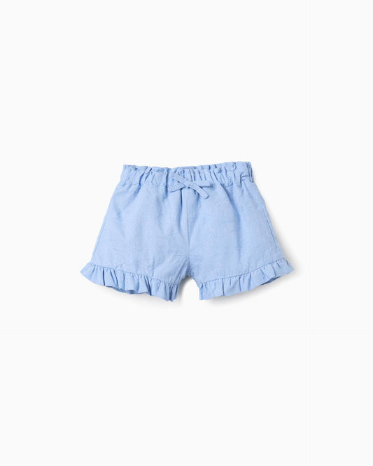 Short Bordado Flores Azul Zippy