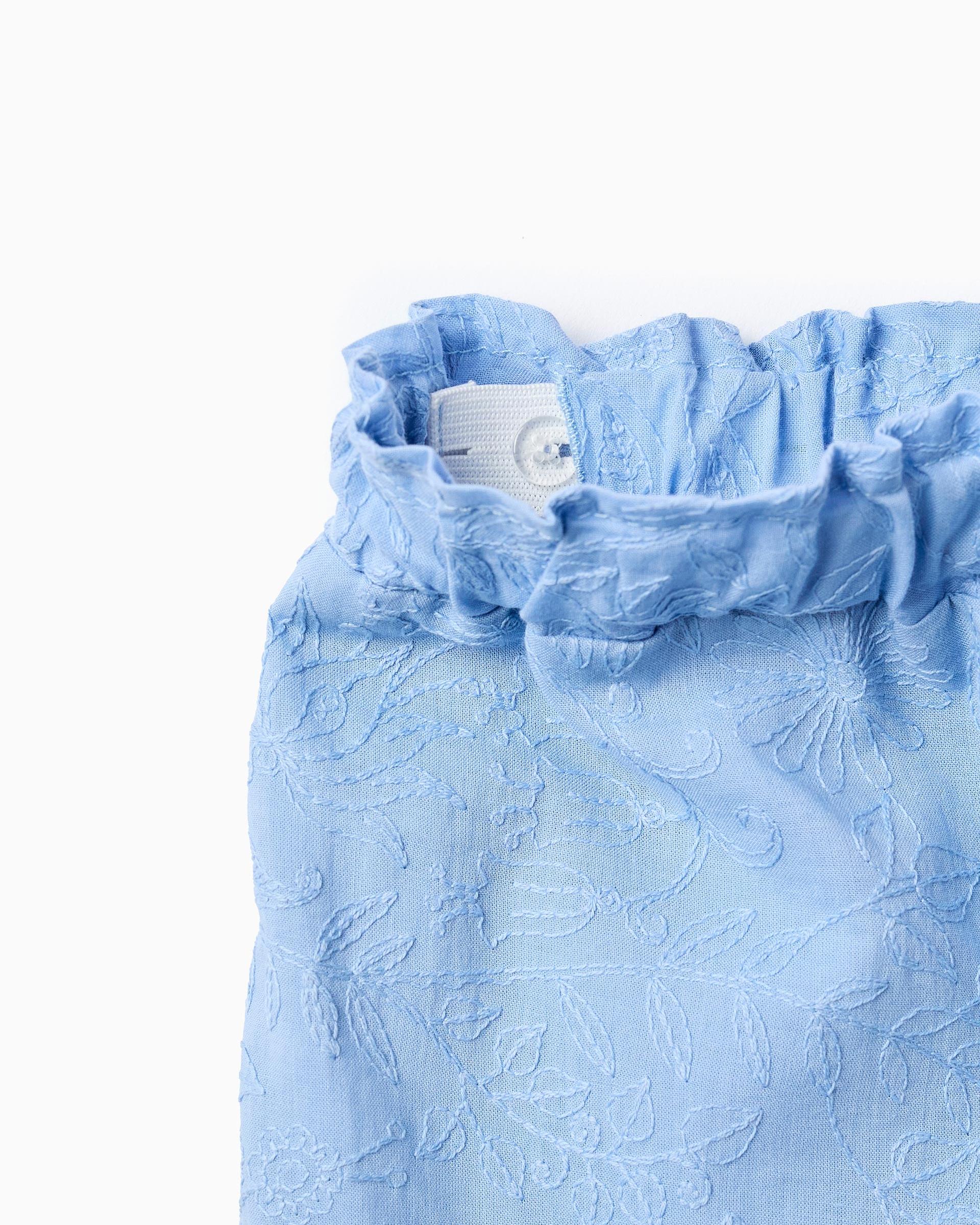 Short Bordado Flores Azul Zippy ajustable