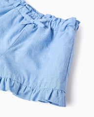 Short Bordado Flores Azul Zippy detalle