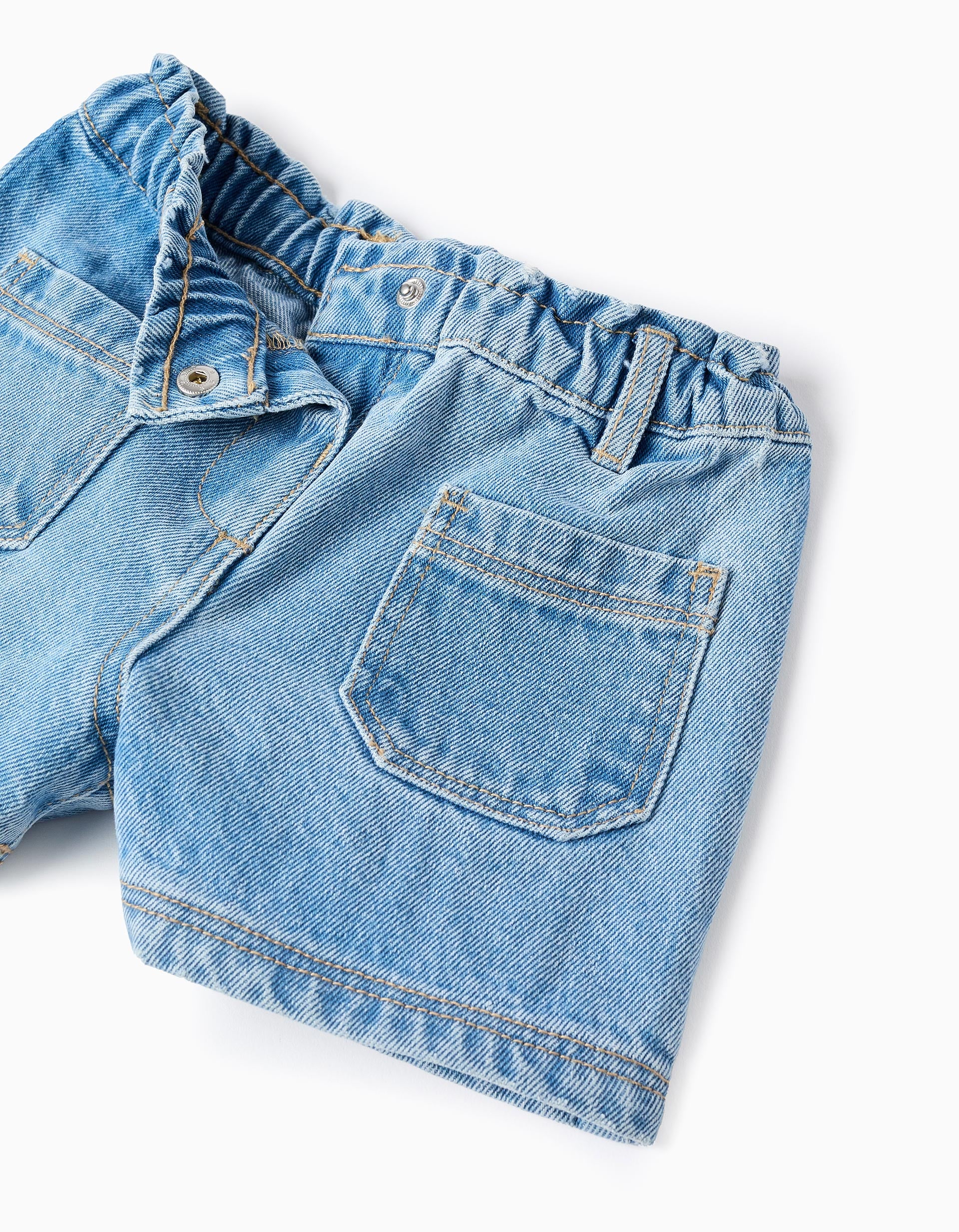 Short Resorte Bolsillos Denim Claro Zippy detalle