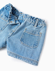 Short Resorte Bolsillos Denim Claro Zippy detalle