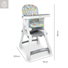 Silla Comedor Bebe Kinder City 2 en 1 Gris Medidas