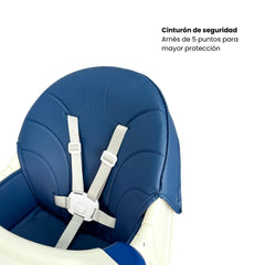 Silla Comedor Ari con Ruedas Plegable Azul Navy Cinturon