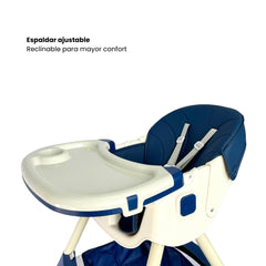 Silla Comedor Ari con Ruedas Plegable Azul Navy Espaldar