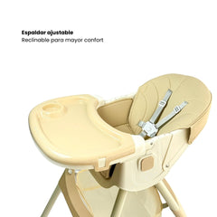 Silla Comedor Ari con Ruedas Plegable Beige Espaldar
