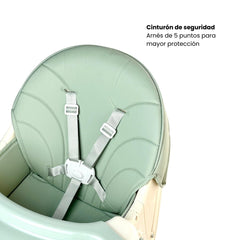 Silla Comedor Ari con Ruedas Plegable Gris Verde Cinturon