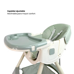Silla Comedor Ari con Ruedas Plegable Gris Verde Espaldar