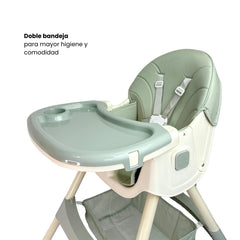Silla Comedor Ari con Ruedas Plegable Gris Verde Bandeja
