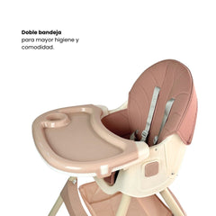 Silla Comedor Ari con Ruedas Plegable Rosa Bandeja