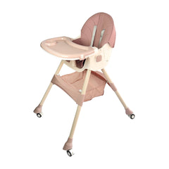 Silla Comedor Ari con Ruedas Plegable Rosa