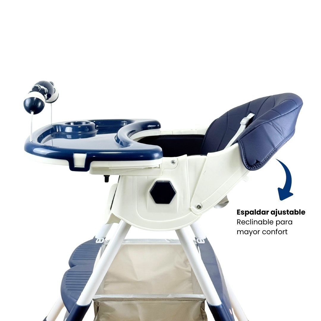 Silla Comedor Con Ruedas Azul Ajustable