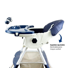 Silla Comedor Con Ruedas Azul Ajustable