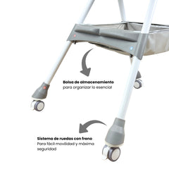 Silla Comedor Con Ruedas Gris Detalles