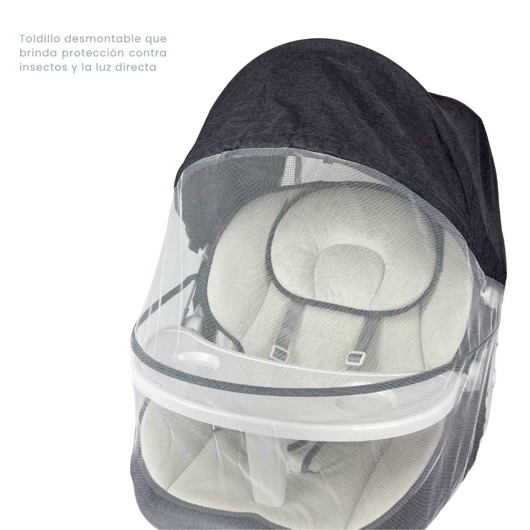 Silla Mecedora Electrica Con Bandeja Gris Oscuro Toldo