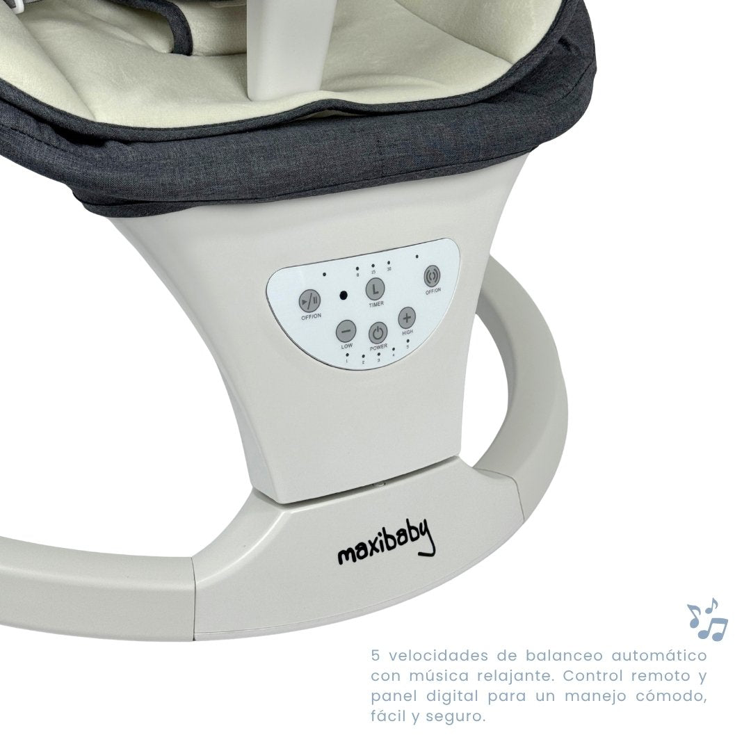 Silla Mecedora Electrica Con Bandeja Gris Oscuro Niños