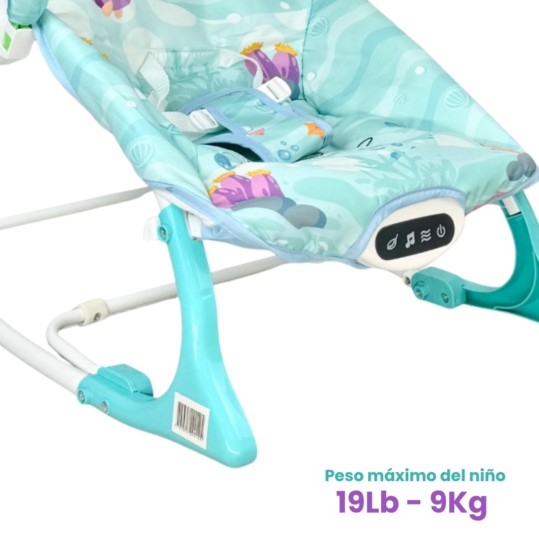 Silla Mecedora Rocker Ballena Azul Con Panel Táctil Niños