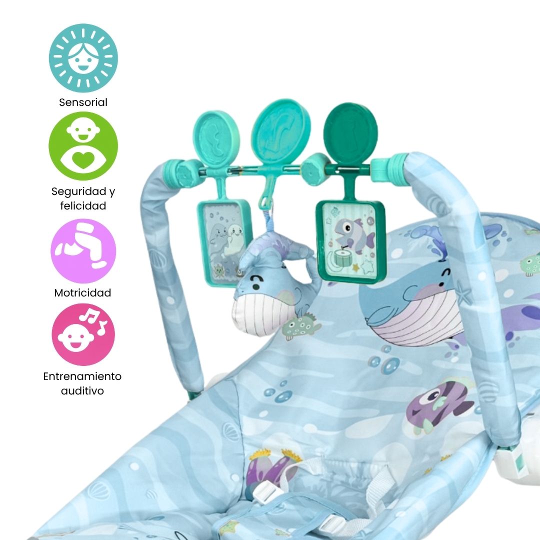 Silla Mecedora Rocker Ballena Azul Con Panel Táctil Detalles