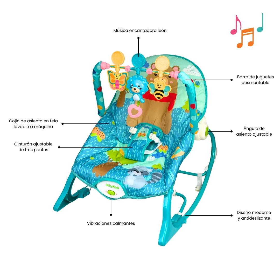 Silla Mecedora Vibradora Musical Oso Azul Detalles