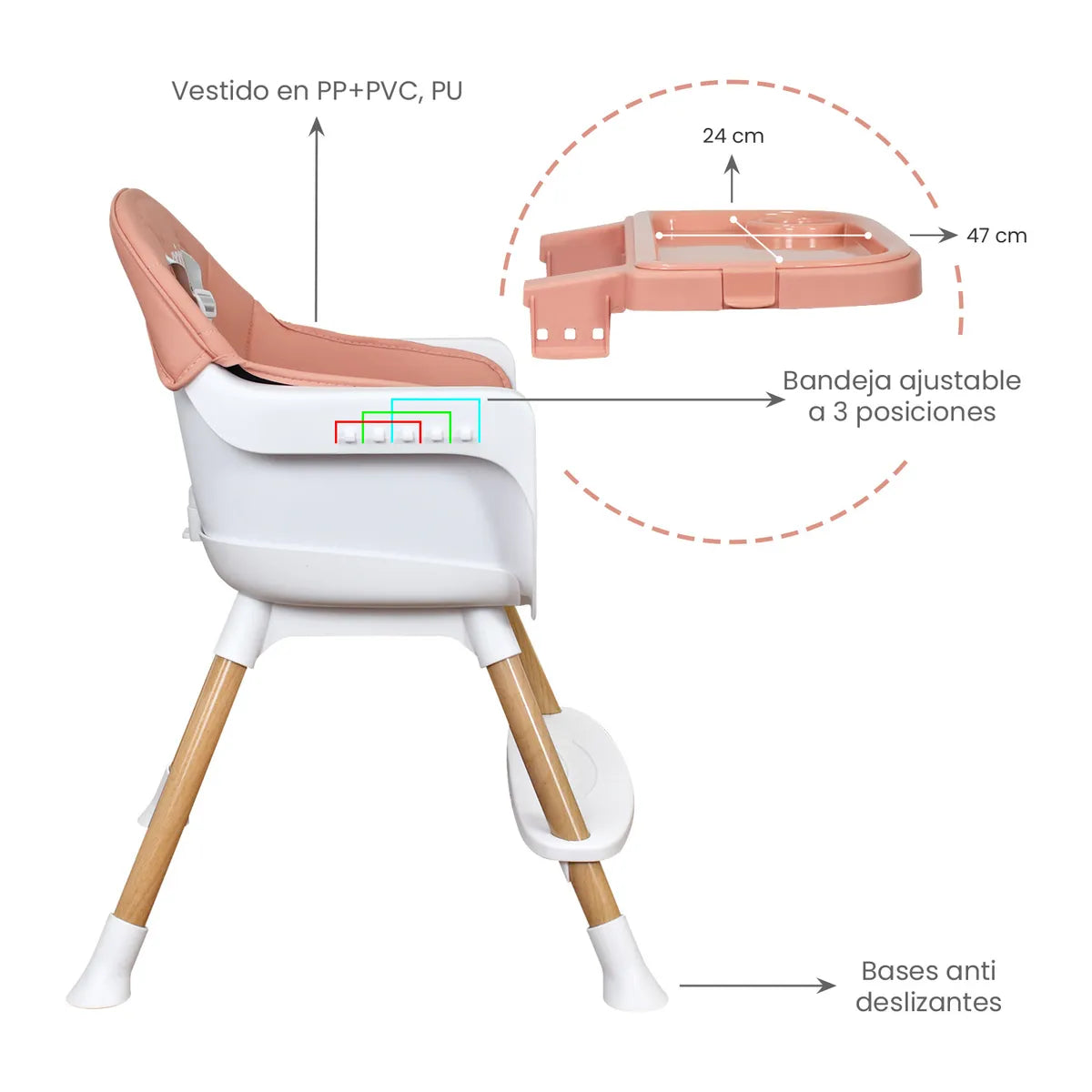 Silla Comedor Executive Rosa Priori bandeja