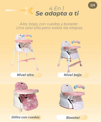 Silla Comedor Shine 4 en 1 Rosa Ebaby