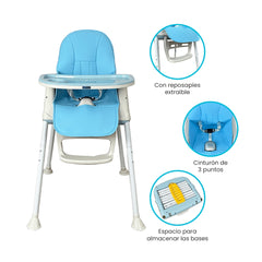 Silla Comedor Zoe Azul Happy Baby ESPECIFICACIONES