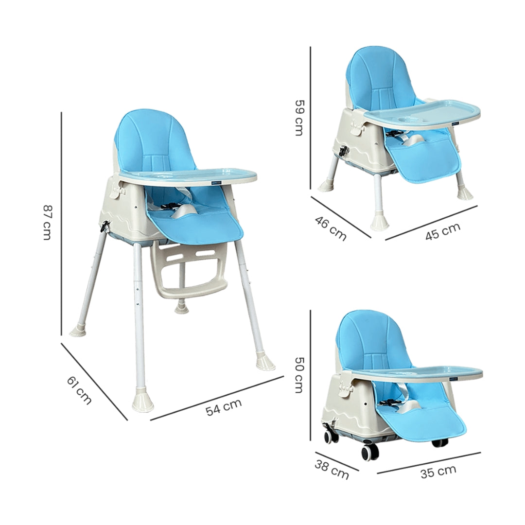 Silla Comedor Zoe Azul Happy Baby MEDIDAS