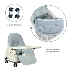 Silla Comedor Zoe Gris Happy Baby bandeja