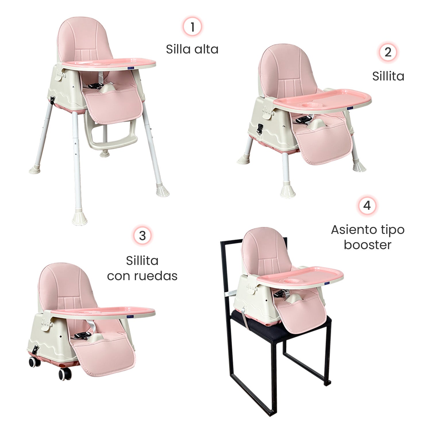 Silla Comedor Zoe Rosa Happy Baby USOS