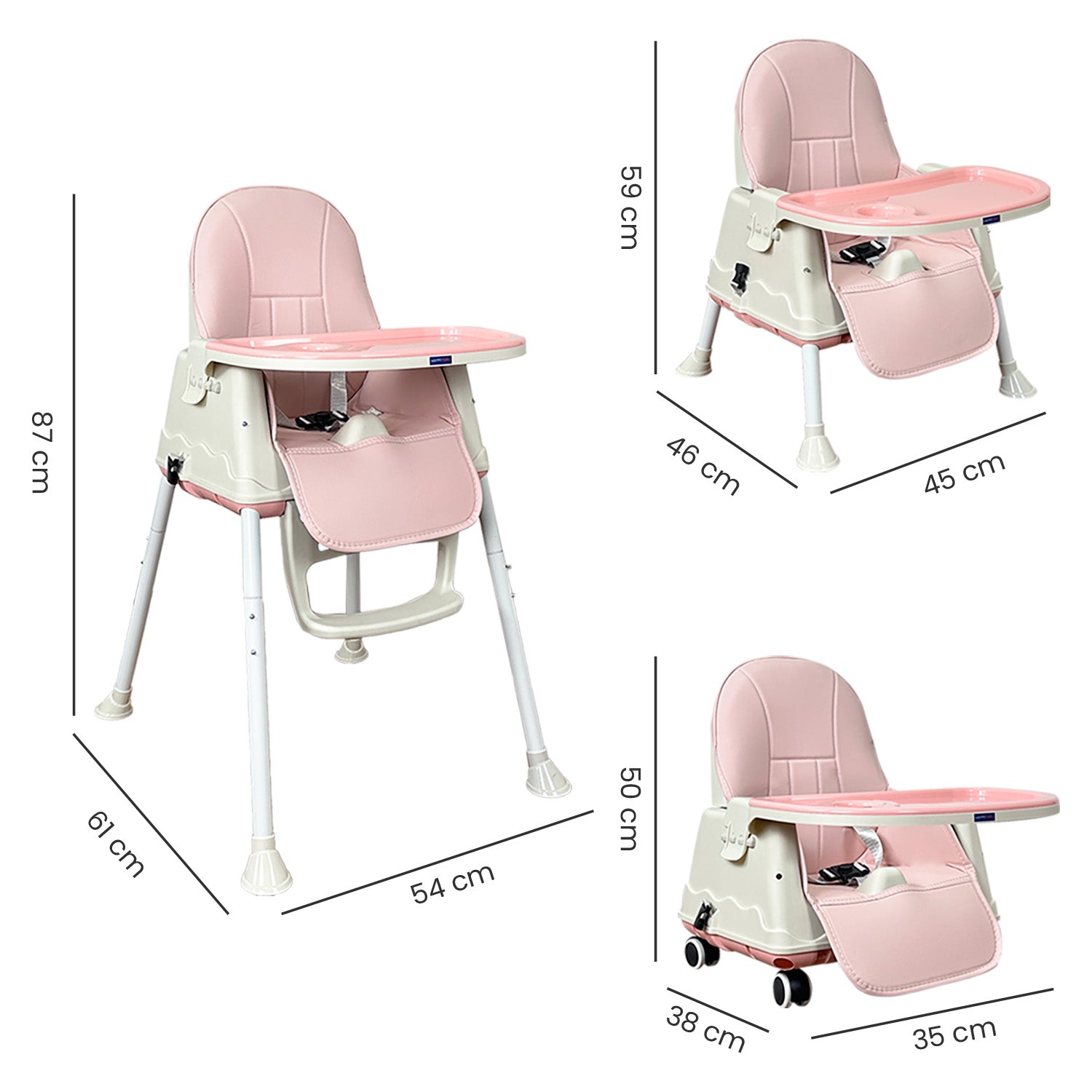 Silla Comedor Zoe Rosa Happy Baby medidas