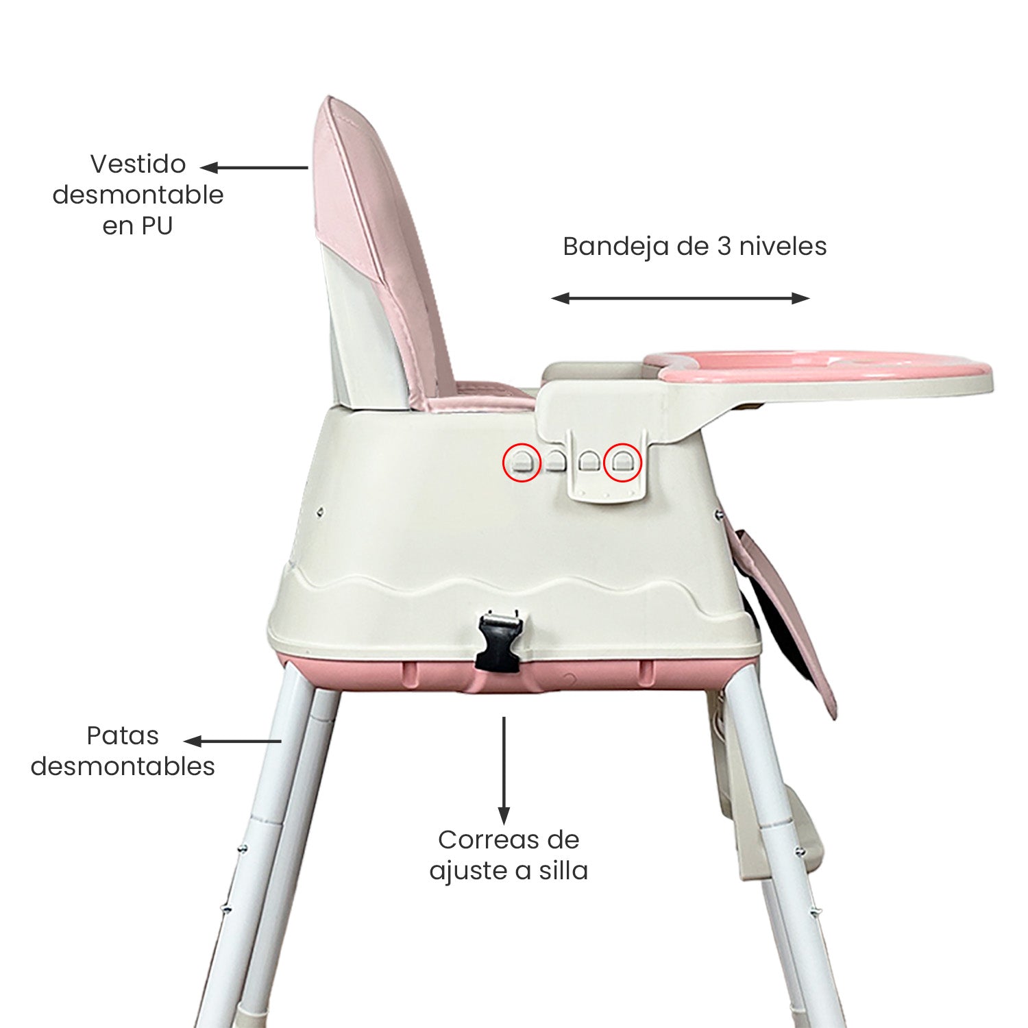 Silla Comedor Zoe Rosa Happy Baby perfil