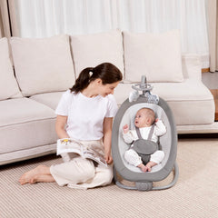 Silla Eléctrica Mecedora y Columpio Zebra Gris BEBE