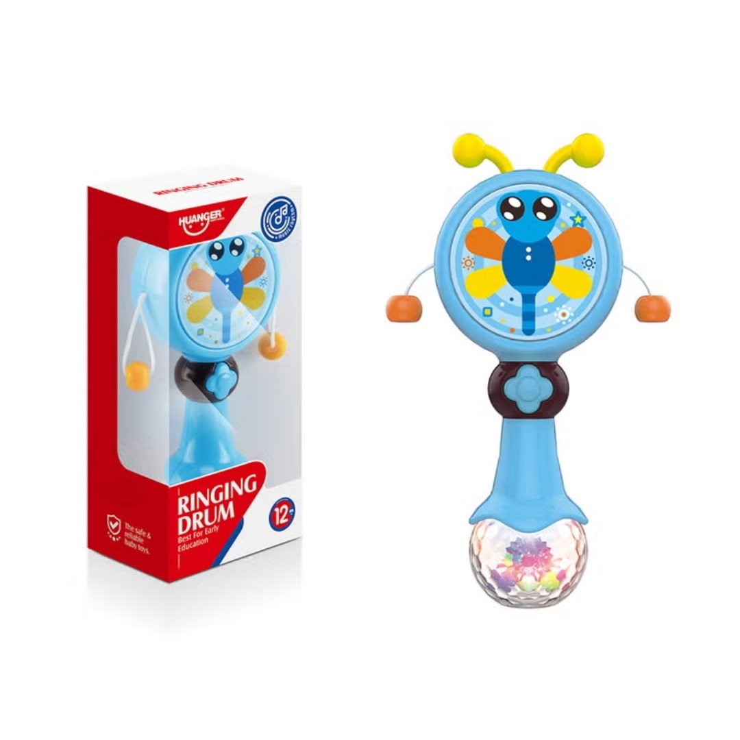 Sonajero Pandereta Estimulación Animales Azul