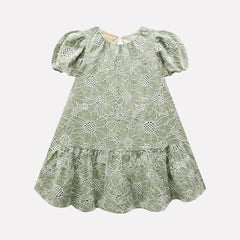 Vestido Ojalillo Flores Menta