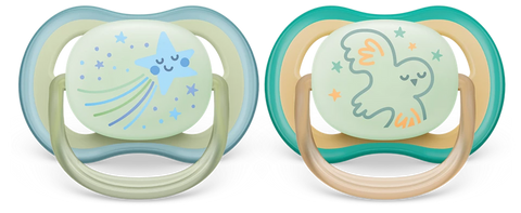 Set 2 Chupo Entretenedor Ultra Air Night Time Estrellas 0-6m