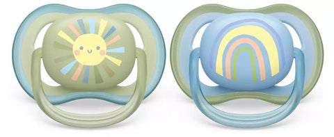 Set 2 Piezas Chupos Entretenedores Ultra Air Sol Avent 0-6M Arcoíris