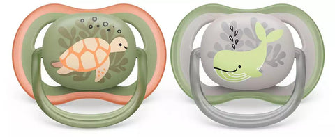 Set 2 Piezas Chupos Entretenedores Ultra Air Tortuga Avent 6-18M Ballena