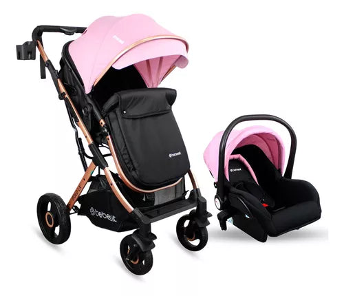 Coche Con Porta Bebé Gold LX Rosa Bebesit