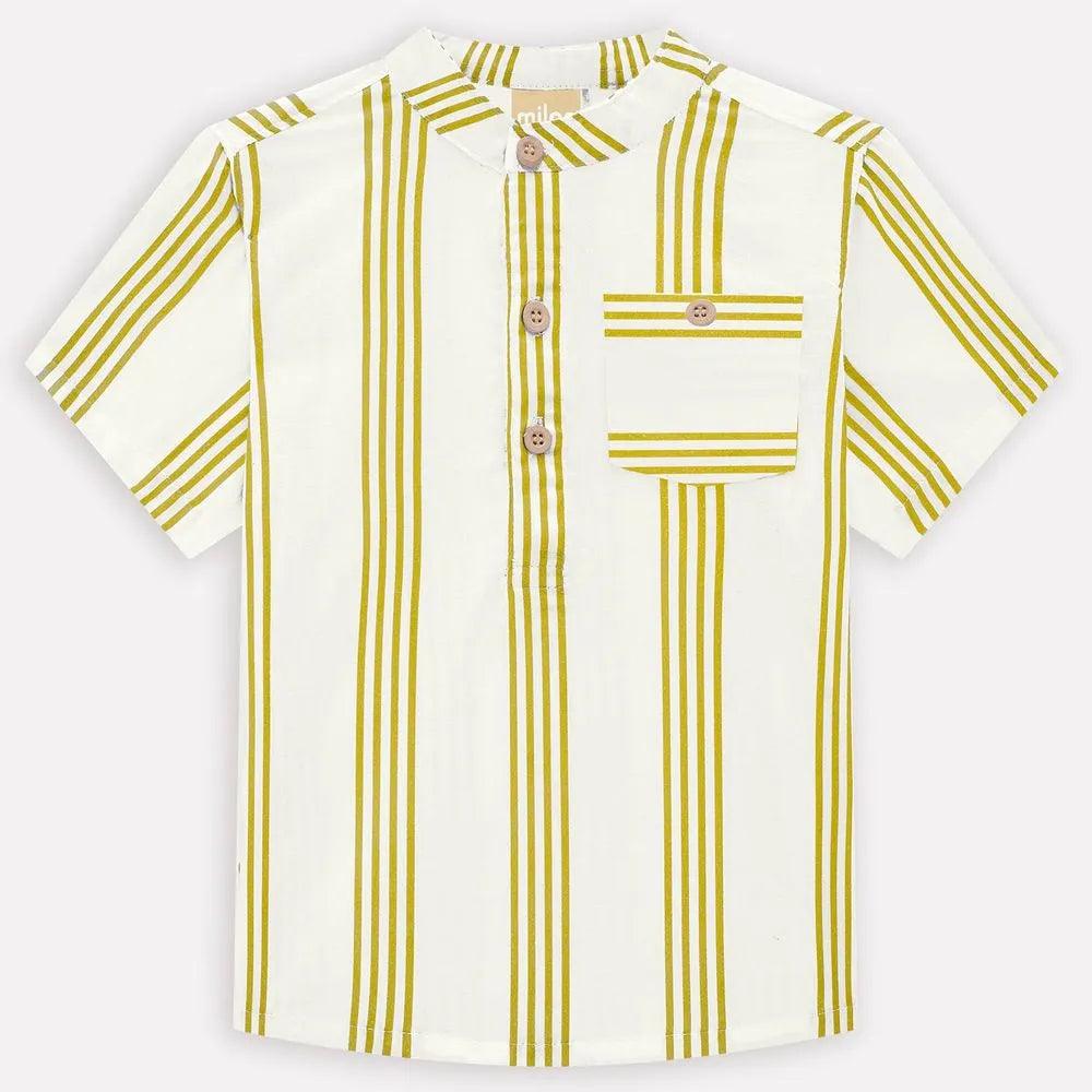 Conjunto Camisa Rayas Amarillo Botones