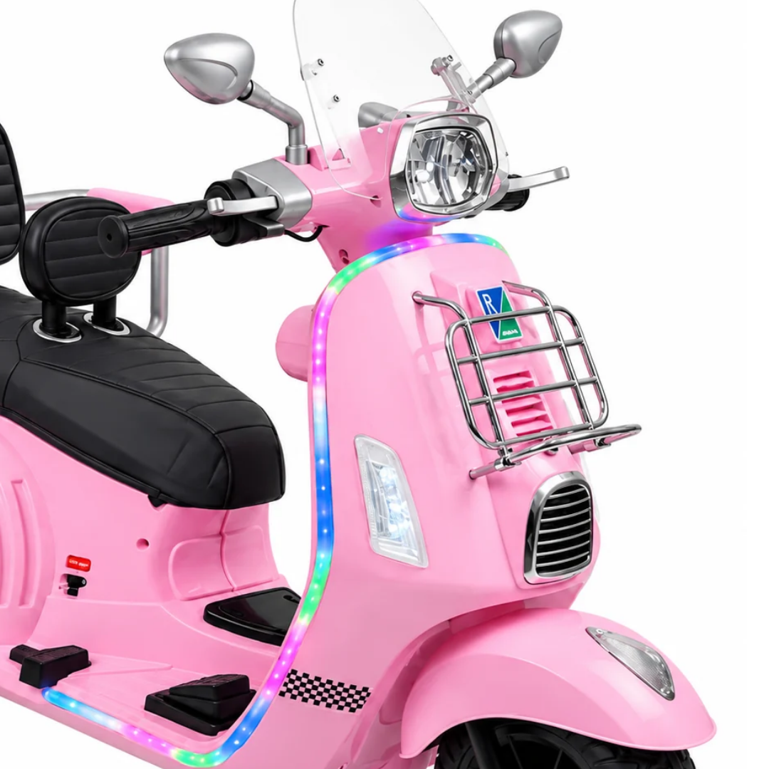 Moto Vespa Con Luces De Dos Puestos Rosa detalle