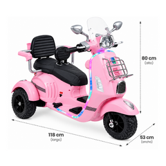 Moto Vespa Con Luces De Dos Puestos Rosa medidas
