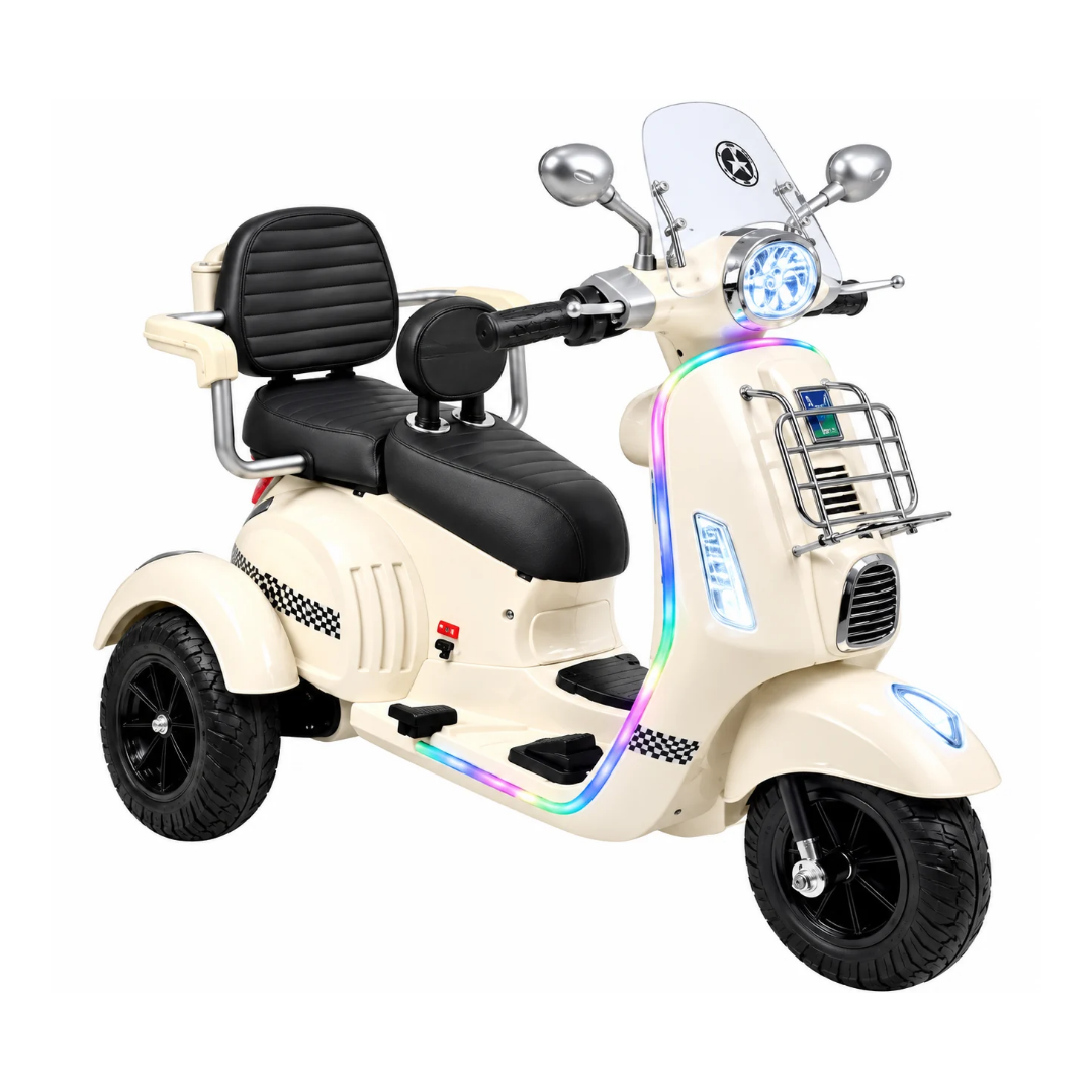 Moto Vespa Con Luces De Dos Puestos Blanco