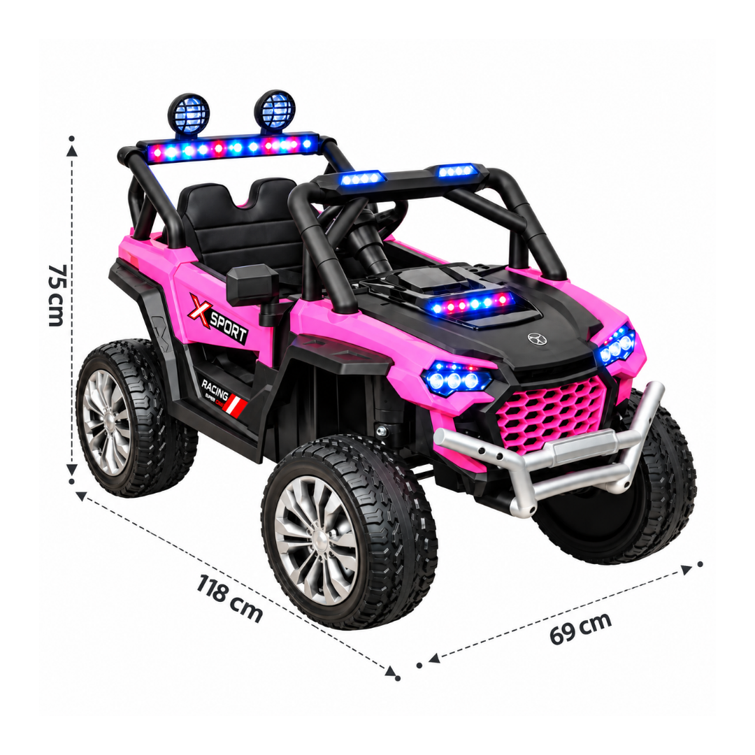 Carro Montable Electrico Con Luces Xsports Rosa medidas