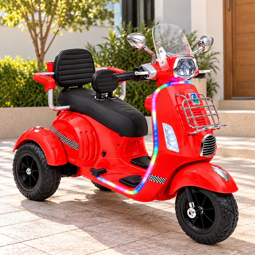Moto Vespa Con Luces De Dos Puestos Rojo ambiente