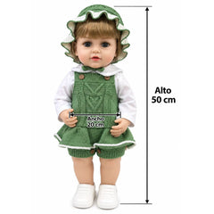 Muñeca Juguete Sonido Bebé Real Traje Verde medidas