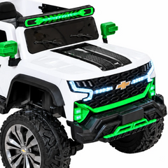 Carro Montable Electrico Con Luces Estilo Chevrolet Blanco detalle