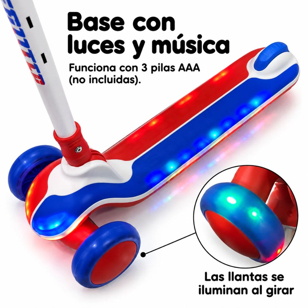 Patineta Scotter Luces y Musica Rojo Azules luces