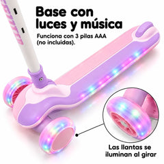 Patineta Scotter Luces y Musica Lila Rosa RUEDAS
