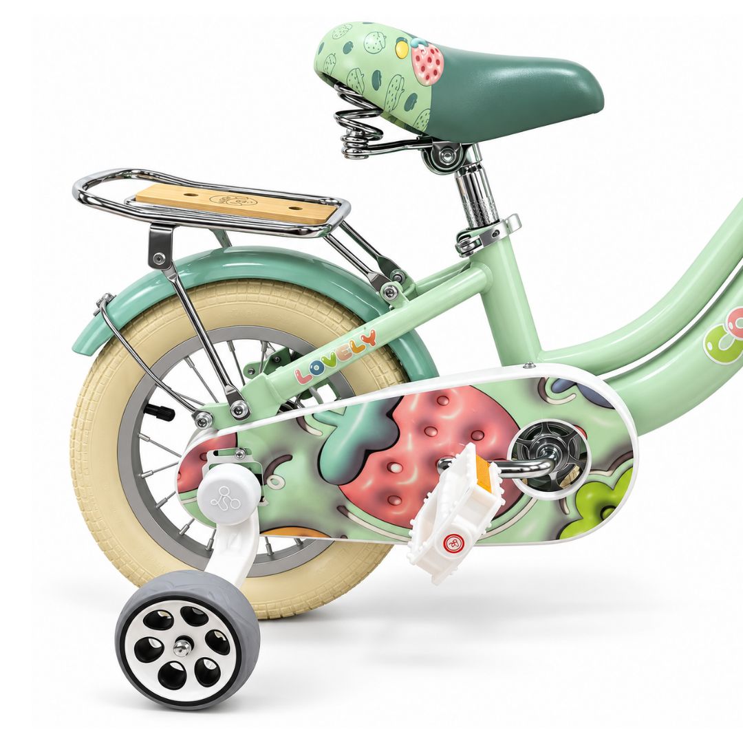 Bicicleta Fresa Cool Kids con Ruedas de Apoyo Verde detalle