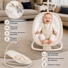 Silla Eléctrica Mecedora y Columpio Zebra Beige detalles