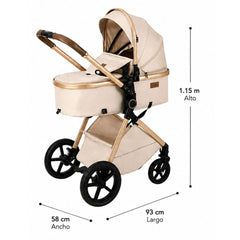 Coche Moisés con Porta Bebé Leti Beige Kidilo